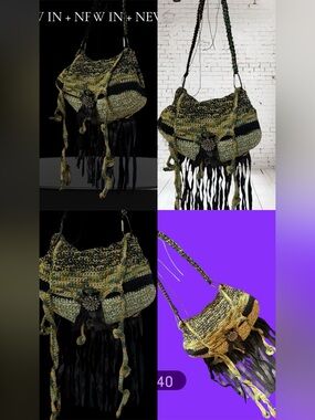 Designer Freestyle Camouflage  Crochet Fringe Shoulder Bag